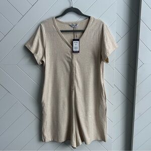 NEW Smash and Tess Sunday Henley shorty romper in confetti cream size medium